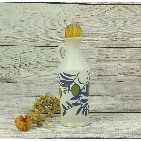 Olive Oil Dispenser Bottle Ceramic Handmade Painted Home Kitchen Decoration - Picture 10 of 10